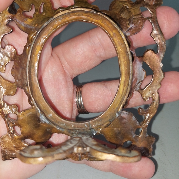 Antique VTG Metal Picture Frames lot of 3 Ornate Heavy Cast Iron 3 x 4 - Picture 3 of 8
